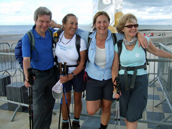 1.Offa's Dyke Challenge
Brian, Judith, Heather and Jo complete their Offa's Dyke challenge at Prestatyn,having walked 178 miles in 12 days and raising £3,300 for The Alzheimers Society, July 2009
Keywords: Jul09 Offa&#039;s Dyke Judith Thomas Heather Stanton