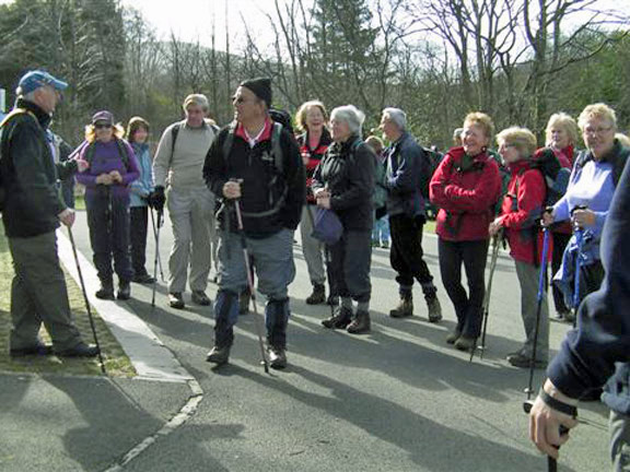 1.Snowdon. Snowdon Ranger Path. Celebrating Arwel Davies' 80th Birthday.
The group at the car park at the start.
Photo: Tecwyn Williams.
Keywords: Apr10 Thursday Arwel