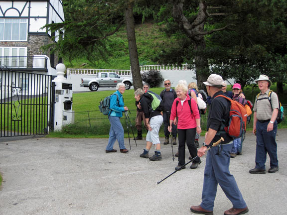 2.Mynydd y Dref (Conwy Mountain) & Foel Lys
The group looks uncomfortable at the signs of such a display of wealth. It used to be (according to Cleaton) a retreat for the mentally disabled.
Keywords: June10 Sunday Cleaton