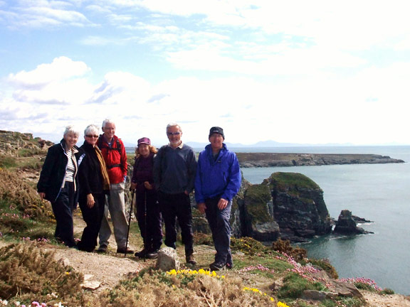 1.Trearddur Bay to Holyhead
Group at South Stack at lunch-time.
Photo: Rob Herve.
Keywords: May10 Sunday Noel Davey