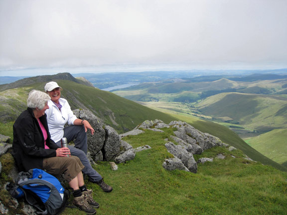 2.The Arans
Lunch at the top of Aran Fawddwy looking North towards Bala and Llyn Tegid.
Keywords: July10 Sunday Noel Hugh