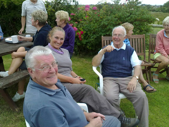 2.Uwchmynydd, Mynydd Mawr, Ffynnon Mair. + Bryn Llwyd.
Afternoon tea and cakes in Judith's garden following the walk. Photo: Meirion Owen.
Keywords: July10 Thursday Judith Thomas