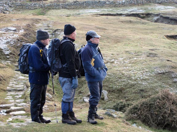 3.Rhoscolyn, Anglesey coastal walk 28/11/10.
Three men thinking about rebellion. Are they going back to see Pam's sea arch (Bowa)? 
Keywords: Nov10 Sunday Pam Foster