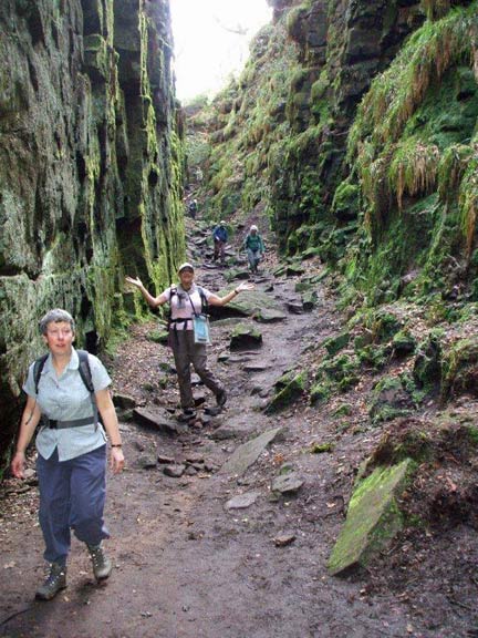 7.Dovedale Holiday
Lud's Church. The singers have gone by now. Photo: Dafydd Williams.
Keywords: April11 Holiday Ian Spencer