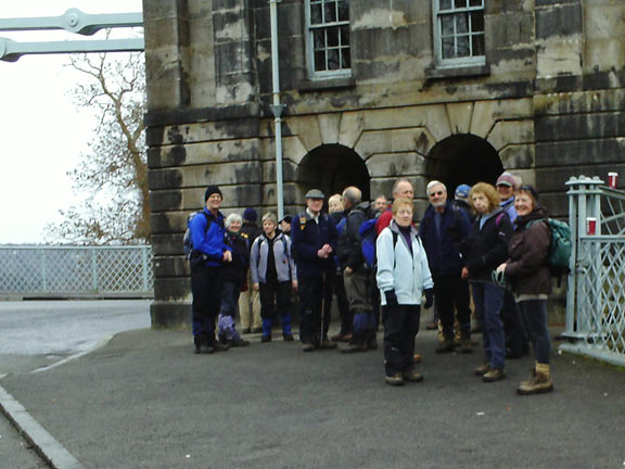 4.Bangor Circular.
23rd Jan 2011. At the Menai Suspension Bridge just before we cross the A5. Photo: Betty Coles.
Keywords: January11 Sunday Dafydd Williams