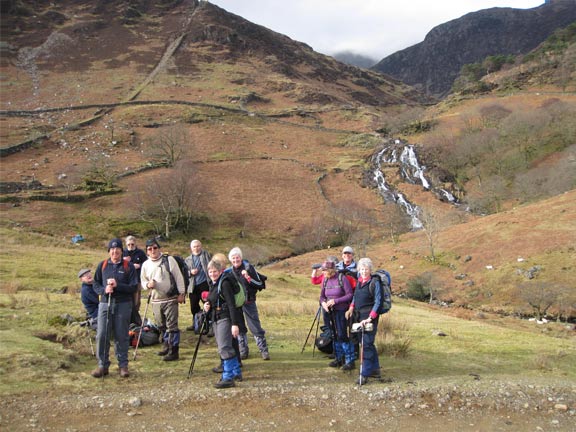 7.Beddgelert double circuit.
20th Feb 2011. The B walkers halt briefly on the Watkin path (6.5 miles out) before soon turning south towards Beddgelert.
Keywords: Feb11 Sunday Dafydd Williams