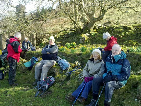 3.Carn Fadryn
10th Mar 2011. Coffee break in a daffodil garden of an old ruined cottage. Photo: Meirion Owen.
Keywords: March11 Thursday Kath Mair