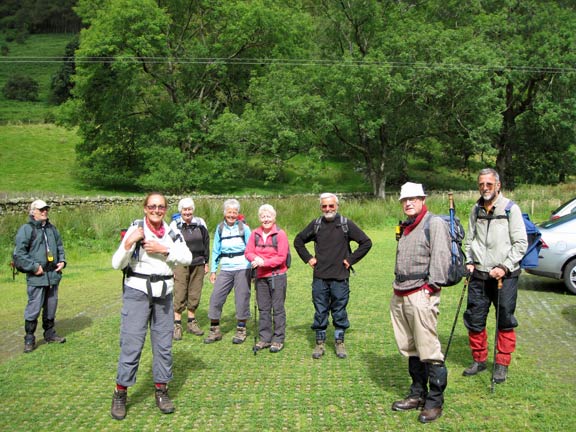 1.Glasgwm & Cwm Cywarch.
7th August 2011. Ready for off from the car park next to Tai-Newyddion.
Keywords: Aug 11 Sunday Judith Thomas