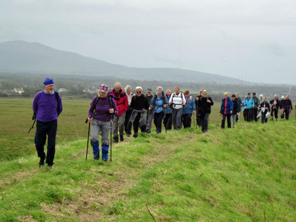 1.Dinas Dinlle, Fort Belan, Y Foryd
22nd September 2011. Walking on bund at Foryd on the way to Fort Belan, in military formation. Photo: Tecwyn Williams.
Keywords: Sept11 Thursday Pam Foster