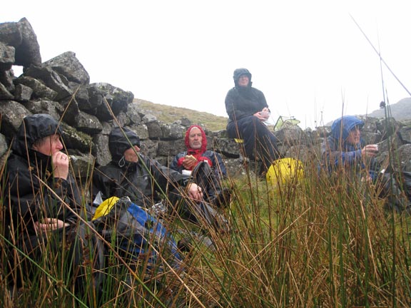4.Bwlch Mawr Circular
2nd October 2011. Luncheon was taken just below the Cairns of Gyrn Ddu, in a sheep shelter.
Keywords: Oct11 Sunday Marian Hopkins Ann Jones