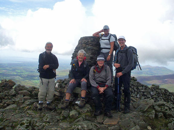 3.Moel Hebog, Moel yr Orgof, Moel Lefn.
4th September 2011. At the top of Moel Hebog. Brilliant views. The cloud had cleared. Thanks to Tecwyn for taking the photograph. Photo: Dafydd H Williams (his camera).
Keywords: Sept11 Sunday Hugh Evans
