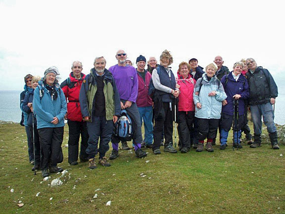 2.Porth Meudwy,Pen y Cil, Mynydd Gwyddel & Mynydd Mawr.
3rd Nov 2011. On the summit of Mynydd Gwyddel.  Photo:Dafydd Williams.
Keywords: Nov11 Thursday Rhian Roberts Mary Evans