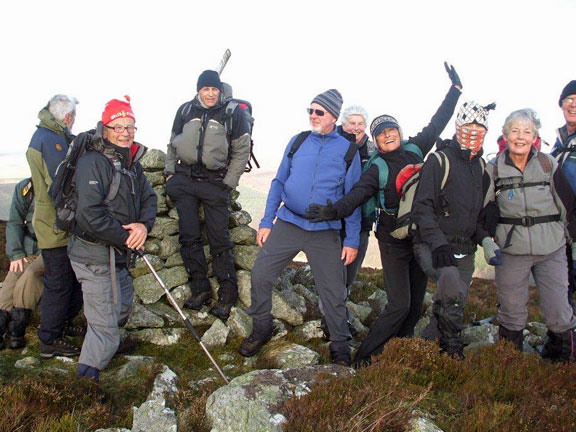 3.Mynydd Nodol.
Merriment at the top of Mynydd Nodol brought on by an overwhelming sense of achievement. Photo: Dafydd Williams (Just before he injured himself),
Keywords: Nov11 Sunday Noel Davey Tecwyn Williams