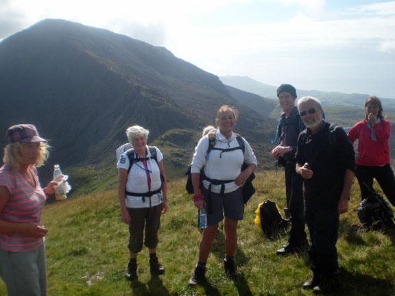 5.Nantlle Ridge
21st August 2011. A brief rest after climbing the steep part of the ascent to Mynydd Tal-y-Mignedd. Photo: Marian Hopkins.
Keywords: Aug11 Sunday Noel Davey