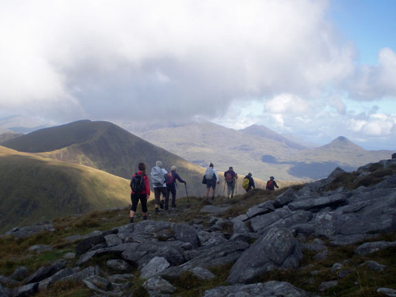 4.Nantlle Ridge
21st August 2011. Starting the descent at Craig Pennant with Mynydd Tal-y-Mignedd in the distance. Photo: Marian Hopkins.
Keywords: Aug11 Sunday Noel Davey