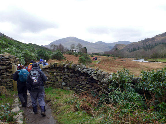 7.Beddgelert.
22/01/12. Following the Afon Glaslyn down from Llyn Dinas towards Beddgelert near Coed Cae Ddu.
Keywords: Jan12 Sunday Kath Mair