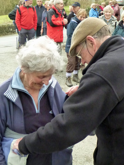 3.AGM Criccieth Walk
8/3/12. Gitta gets help with her clothing from Dafydd following a body search for her missing camera.
Keywords: Mar12 Thursday Ian Spencer