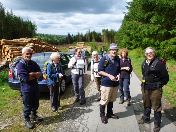 1.Cylchdaith Moel Fferna Circular.
10/6/12. At Tecwyn's suggestion, one mile into the walk we get out of the cars and proceed on foot. We look very rested.
Keywords: June12 Sunday Dafydd Williams