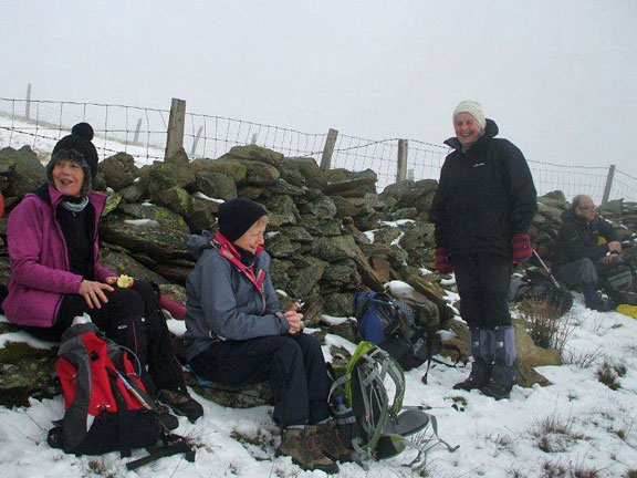 6.Moel Eilio.
19/02/12. Lunch time just below the summit of Moel Elio. Photo: Dafydd Williams
Keywords: Feb12 Sunday Noel Davey