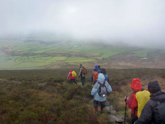 3.Bwlch yr Eifl From Trefor
8/1/2012. We descend out of cloud on Tre'r Ceiri as we approach our picnic site.
Keywords: Jan12 Sunday Judith Thomas