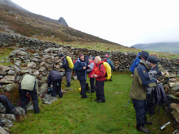 4.Bwlch yr Eifl From Trefor
8/1/2012. Lunch in a sheep fold on the side of Tre'r Ceiri overlooking the Llithfaen to Llanaelhaearn road.
Keywords: Jan12 Sunday Judith Thomas