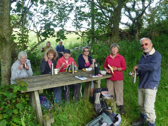 1.Anglesey Coastal Path Cemaes to Church Bay
22/07/12. Our first tea stop after leaving the car park at Cemaes. A good plan comes together.
Keywords: Jul12 Sunday Ian Spencer