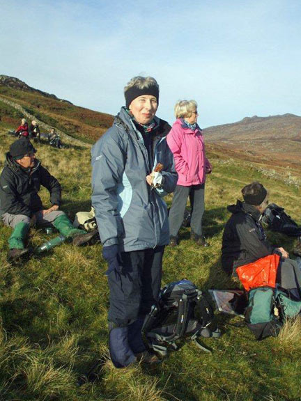 2.Cwm Pennant
29/11/12. Val enjoying the food and the view. Photo & Captions' outline Dafydd H Williams.
Keywords: Nov12 Thursday Kath Mair