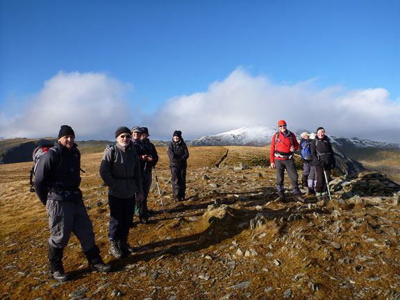 3.Pen yr Helgi-Di & Pen Llithrig y Wrach
25/11/12. On top of Pen yr Helgi with snow capped Carnedd Llewelyn in the background.
Keywords: Nov12 Sunday Ian Spencer