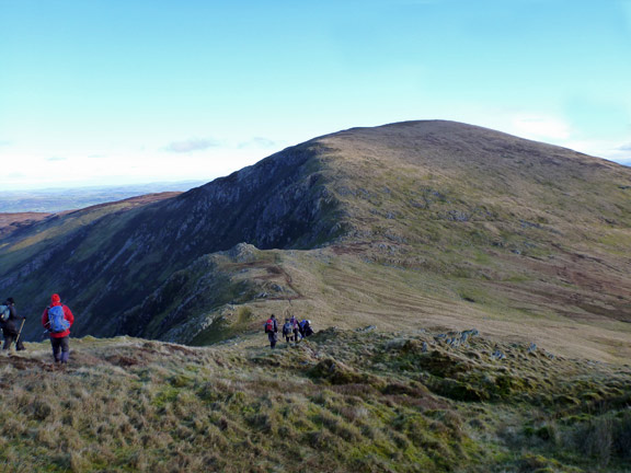 4.Pen yr Helgi-Di & Pen Llithrig y Wrach
25/11/12. Our next peak. Pen Llithrig y Wrach. Looking a bit easier than it did from lower down. Lunch won't be long now.
Keywords: Nov12 Sunday Ian Spencer