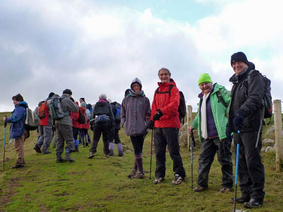 2.Walk between 2 beaches Porth Fawr and Porth Ceiriad
27/12/12. A short social break with the long suffering back marker patiently waiting there on the right. 
Keywords: Dec12 Thursday Rhian Roberts Mary Evans