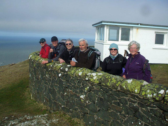 2.Porth Oer to Aberdaron
16/3/14. Next to the Coastguard lookout at the top of Mynydd Mawr. Just the photographer missing. We are looking over Bardsey Sound. Photo: Dafydd Williams.
Keywords: Mar13 Sunday Roy Milnes