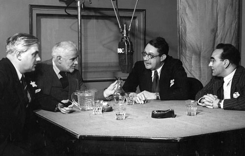 13.Winter Dinner
16/1/14. The BBC's  Brains Trust. The Brains Trust 1948 - Robert Boothby M.P, Dr C.E.M. Joad, Gilbert Harding (question master) and Dr. J. Bronowski. Photo: BBC. Similarities with the previous photograph!
Keywords: Jan13 Thursday Dafydd Williams