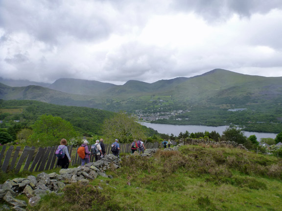 7.Llanberis Circular
25/5/14. Finally the last descent and Lake Padarn showing that there isn't far to go.
Keywords: May14 Sunday Kath Spencer