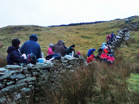 1.Llyn Morwynion & Rhaeadr y Cwm 
6/2/14. Lunch. Photo: Tecwyn Williams.
Keywords: Feb14 Thursday Tecwyn Williams