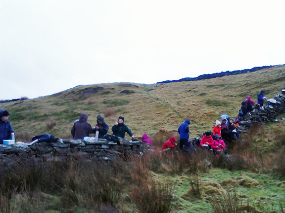 2.Llyn Morwynion & Rhaeadr y Cwm 
6/2/14. Lunch. Photo: Tecwyn Williams.
Keywords: Feb14 Thursday Tecwyn Williams