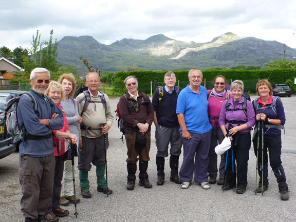 1.Manod Mawr & Sarn Helen
8/6/14. Ready for off at the car park at Cae Clyd.
Keywords: Jun14 Sunday Judith Thomas