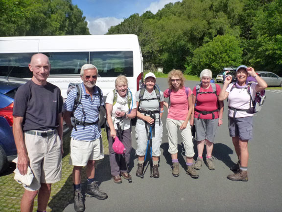 1.Moel Siabod
22/6/14. The start of the walk at Bryn Glo car park. We notice that the cafe has just stocked its fridge with beer. We'll be back.
Keywords: Jun14 Sunday Roy Milnes