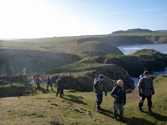 2.Porth Oer to Porth Ysgaden
16/2/14. Leaving Porth Oer behind and coming alongside Porth y Wrach.
Keywords: Feb14 Sunday Hugh Evans