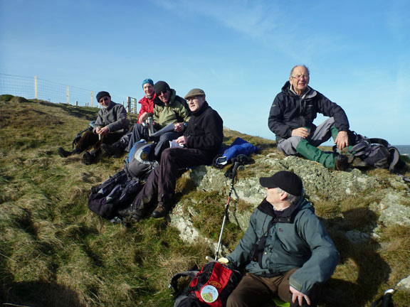 3.Porth Oer to Porth Ysgaden
16/2/14. Tea break out of the wind just before Porth Ferin.
Keywords: Feb14 Sunday Hugh Evans