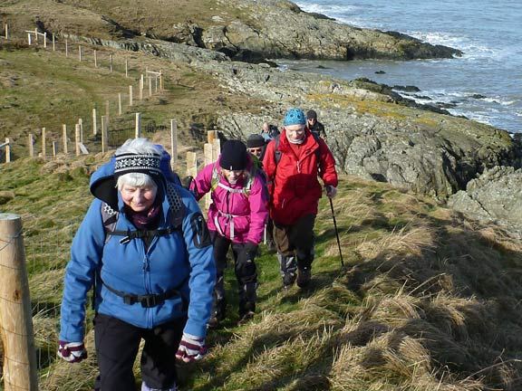 4.Porth Oer to Porth Ysgaden
16/2/14. Walking along the west side of Porth Ferin.
Keywords: Feb14 Sunday Hugh Evans