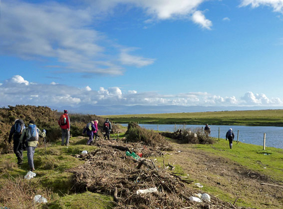 5.Pwllheli to Cricieth Marina
19/1/14. The estuary of Afon Dwyfor to the right and the wood and plastic rubbish washed up by the recent storm conditions.
Keywords: Jan14 Sunday Rhian Roberts Mary Evans