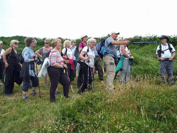 5.Rhiw inc archaeological site.
26/07/14. The group in rapt attention as Fred uses Tecwyn as a model to point out the finer points of human anatomy. Photo: Dafydd Williams.
Keywords: Jun13 Thursday David Lis Williams