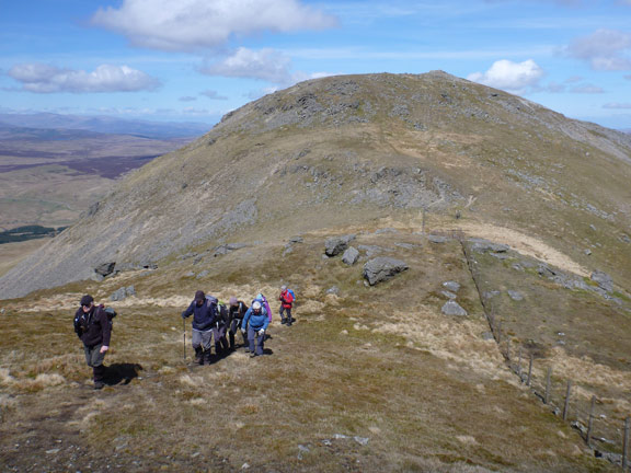 6.Arenig Fawr
26/4/15. Leaving Arenig Fawr after lunch and starting up the lower peak to the south.
Keywords: Apr 15 Sunday Tecwyn Williams