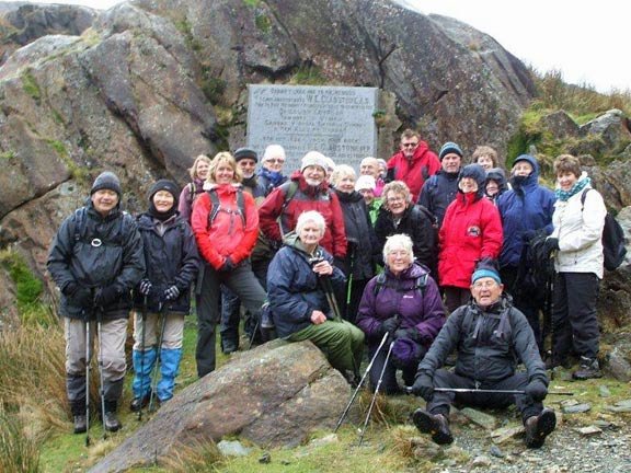 5.Cwm Llan via Watkin path
08/01/2015. All present at the Gladstone Rock. Photo: Dafydd Williams.
Keywords: Jan15 Thursday Kath Mair