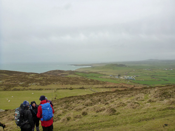 2.Porth Oer to Aberdaron
1/3/15. With Mynydd Anelog behind us we look north to see the way we have come. Mynydd Cerrig, close to our starting point,  can be seen in the background.
Keywords: Mar15 Sunday Roy Milnes