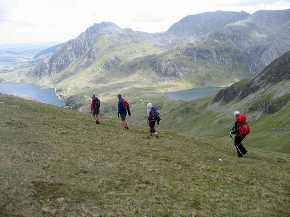 3.Y Garn
7/6/15. Y Llymllwyd with Llyn Ogwen on the left and Llyn Idwal on the right. Photo: Judith Thomas
Keywords: June15 Sunday Judith Thomas