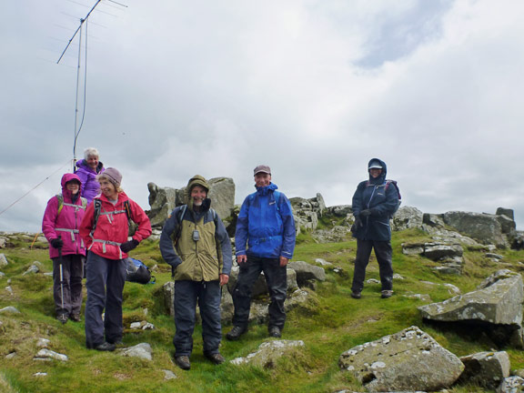 6.Berwyns
22/5/16. On top of the peak 400 yds south of Cadair Berwyn. The aerial behind us belonged to a radio ham who was trying to make radio contact from this lofty desolate spot.
Keywords: May16 Sunday Noel Davey