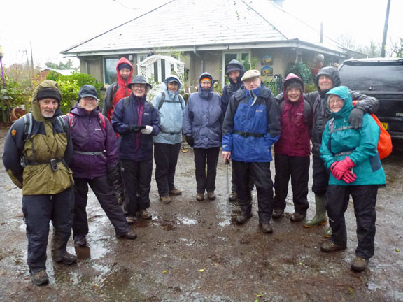 1. Dwyfor - Lon Goed
3/1/16. Ready for off at Afonwen the start of Lon Goed. Heavy rain caused the leader to choose the more sheltered walk.
Keywords: Jan16 Sunday Dafydd Williams