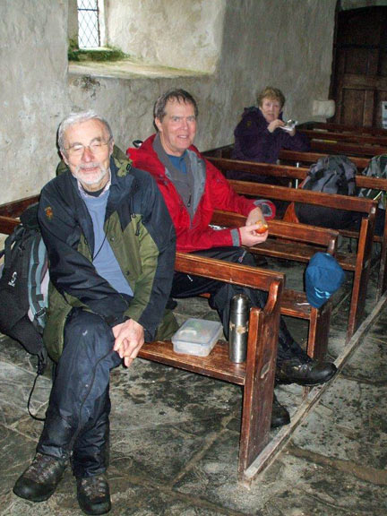 3,Llangelynin Old Church Conwy Valley
31/1/16. Lunchtime finds us in the Llangelynin Church. A welcome santuary, out of the wind and rain. Photo: Dafydd H Williams.
Keywords: Jan16 Sunday Judith Thomas