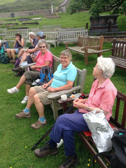 7.Great Orme, Llandudno
9/6/16. A chance to dry out after the rain and we didn't have to sit on grave stones. Photo: Ann White.
Keywords: Jun16 Thursday Miriam Heald